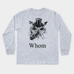 Whom Owl, the gentleman bird Kids Long Sleeve T-Shirt